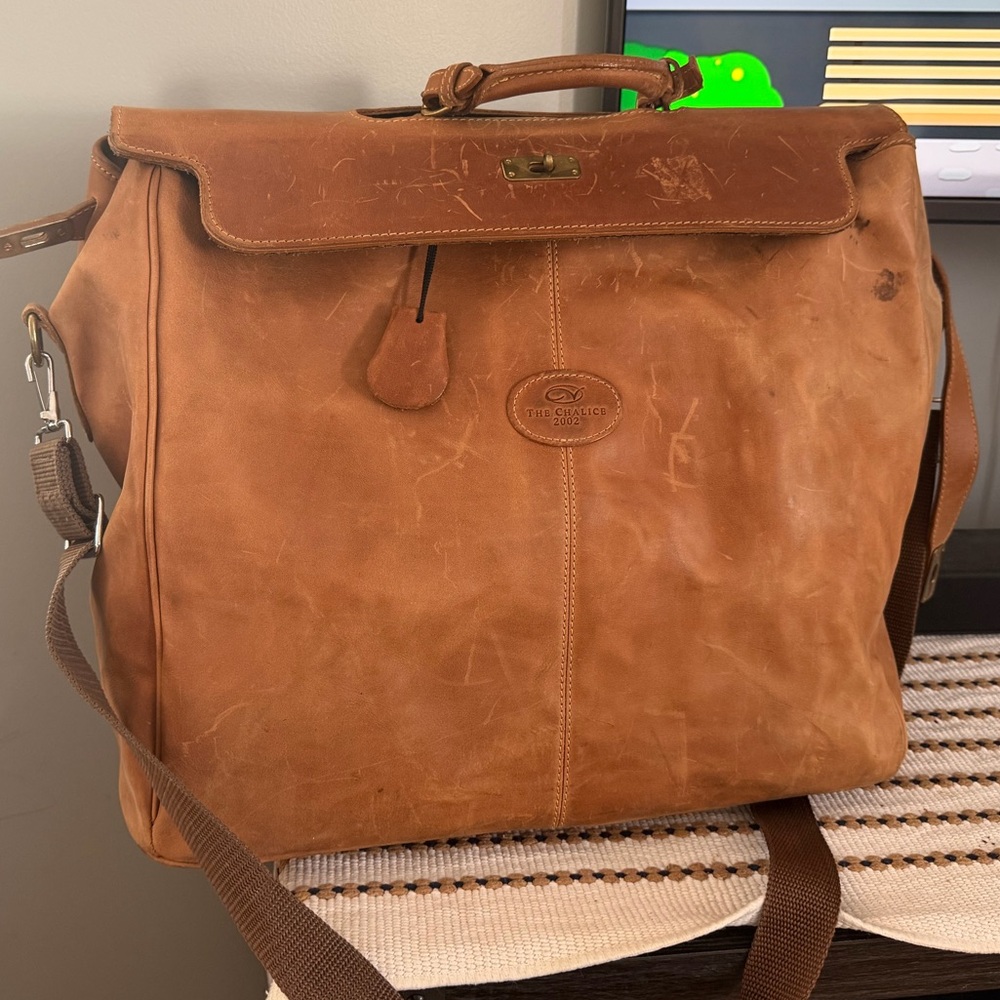 Large vintage Mulholland brothers top handle distressed leather bag - Brown
